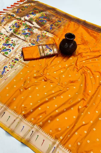 Orange Color Soft Paithani Silk Saree