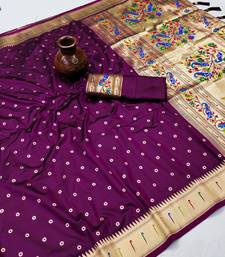 Plum Color Soft Paithani Silk Saree
