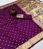 Plum Color Soft Paithani Silk Saree