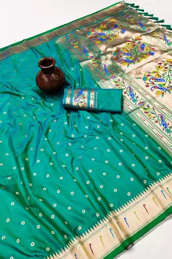 Green Color Soft Paithani Silk Saree