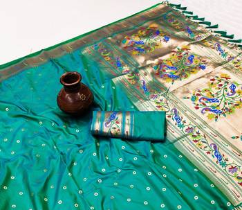 Green Color Soft Paithani Silk Saree 2