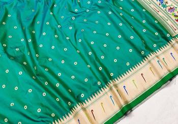 Green Color Soft Paithani Silk Saree 3
