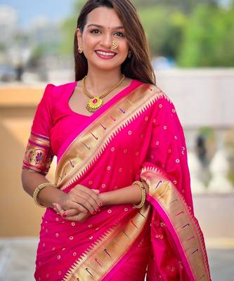 Rani Pink Color Soft Paithani Silk Saree 1