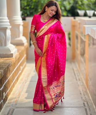 Rani Pink Color Soft Paithani Silk Saree 2