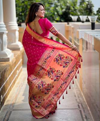 Rani Pink Color Soft Paithani Silk Saree 4