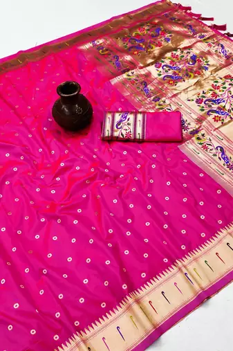 Rani Pink Color Soft Paithani Silk Saree