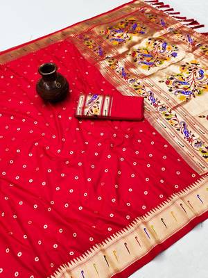Red Color Soft Paithani Silk Saree 1