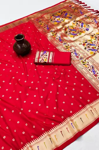 Red Color Soft Paithani Silk Saree