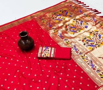Red Color Soft Paithani Silk Saree 2