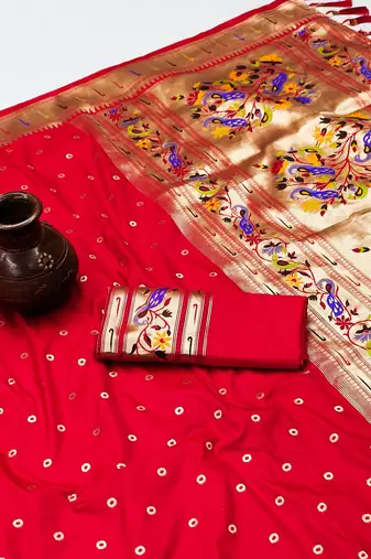 Red Color Soft Paithani Silk Saree