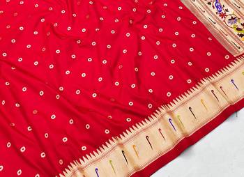 Red Color Soft Paithani Silk Saree 3