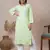 Hand embroidered lime green cotton lucknowi chikankari straight kurta