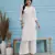 Hand embroidered white cotton lucknowi chikankari straight kurta