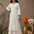 Hand embroidered white cotton lucknowi chikankari straight kurta