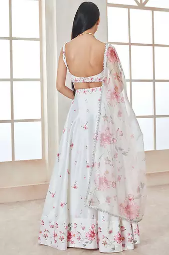 Digital Print Satin Semi Stitched Lehenga Choli With  Dupatta
