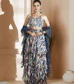 multicolor georgette printed lehenga