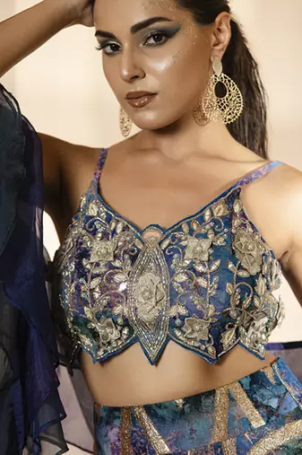 multicolor georgette printed lehenga