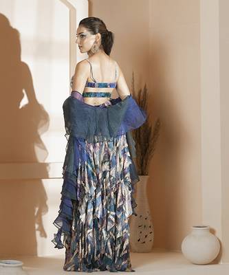 multicolor georgette printed lehenga 4