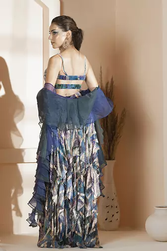 multicolor georgette printed lehenga