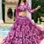 wine Floral Digital Print Georgette Crop top Lehenga With Unstitched Blouse