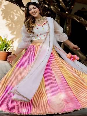 Digital Leheriya Print Georgette Lehenga Choli With Dupatta 1