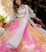 Digital Leheriya Print Georgette Lehenga Choli With Dupatta
