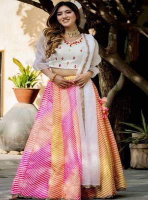 Digital Leheriya Print Georgette Lehenga Choli With Dupatta 2