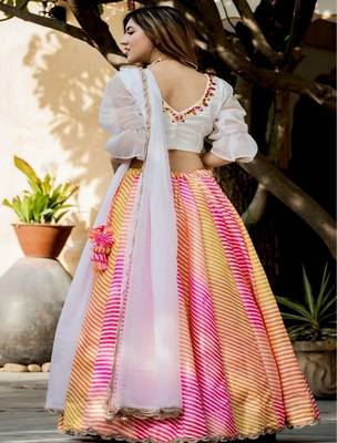 Digital Leheriya Print Georgette Lehenga Choli With Dupatta 3