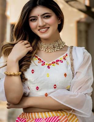 Digital Leheriya Print Georgette Lehenga Choli With Dupatta 4