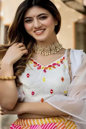 Digital Leheriya Print Georgette Lehenga Choli With Dupatta