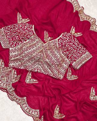 Maroon Color Silk Blend Sequins And Jari Dori Embroidery Work Saree 4