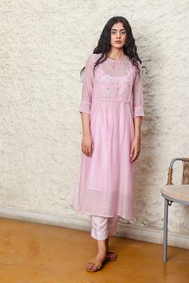 Pink marine life kurta set 1