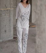 White colour with emboidery with khadi cotton stitch for women