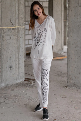White colour with emboidery with khadi cotton stitch for women 2