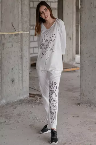 White colour with emboidery with khadi cotton stitch for women