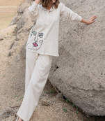 White colour with emboidery with khadi cotton stitch for women