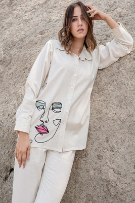 White colour with emboidery with khadi cotton stitch for women 2