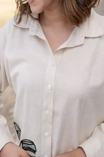 White colour with emboidery with khadi cotton stitch for women