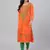 Hand embroidered orange cotton lucknowi chikankari straight kurta