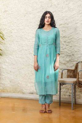 Mint pintuck yoke kurta set 1