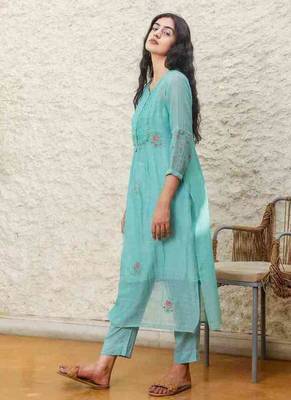 Mint pintuck yoke kurta set 3