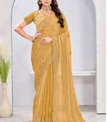 Beige Two Tone Silk Zari embroidered Saree With Blouse