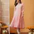 Hand embroidered peach cotton lucknowi chikankari anarkali a-line kurta