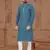 Blue Silk Dupion Printed Kurta Pajama For Mens