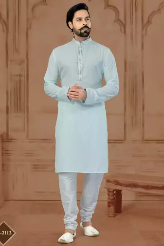 Grey Star Silk Plain Kurta Pajama For Mens