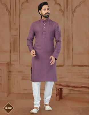 Wine Star Silk Plain Kurta Pajama For Mens 2