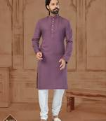 Wine Star Silk Plain Kurta Pajama For Mens