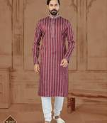 Dark Maroon Soft Cotton Woven Kurta Pajama For Mens