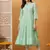 Hand embroidered sea green cotton lucknowi chikankari anarkali a-line kurta