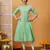 Hand embroidered dark sea green cotton lucknowi chikankari anarkali a-line kurta